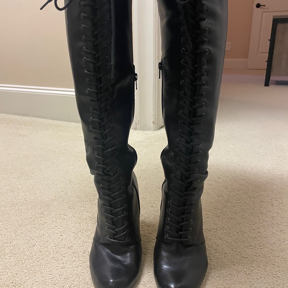 Women's Black Lace-Up Boots